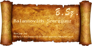 Balassovich Szergiusz névjegykártya